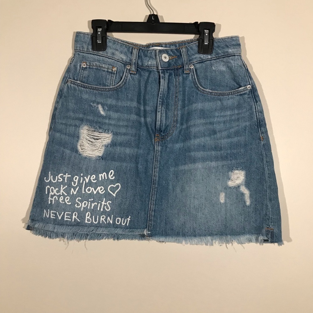 ZARA Trafaluc Denimwear distressed Mini Skirt